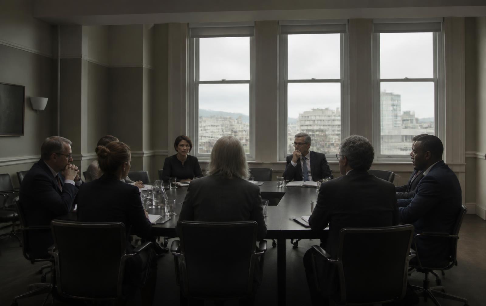 Institutional meeting room with participants in discussion